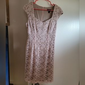 Blush Pink Lace Knee Length Dress